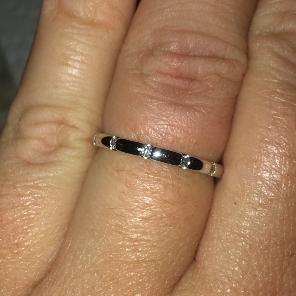 Minimalist 10k WG natural diamond stacking band